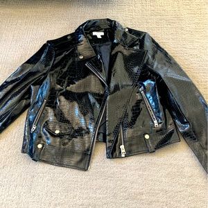 Topshop Crocodile Print Pleather Jacket